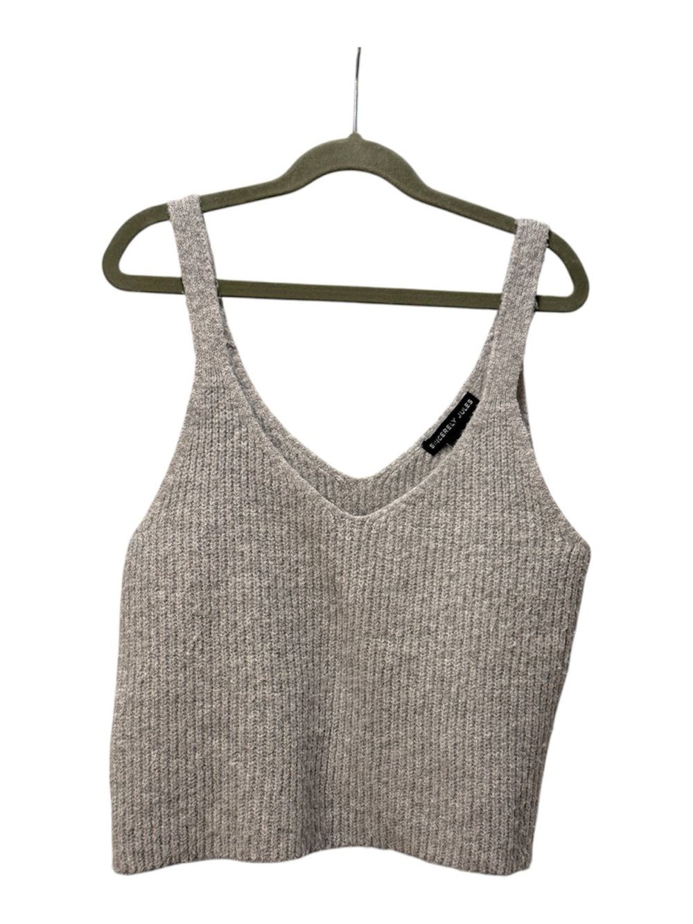 Sincerely Jules Heather Grey Ribbed V-Neck Crop Tank